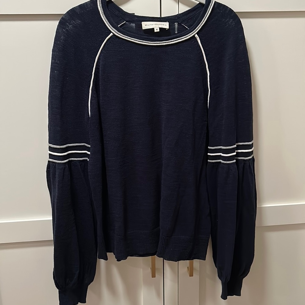 White and Warren medium navy sweater
